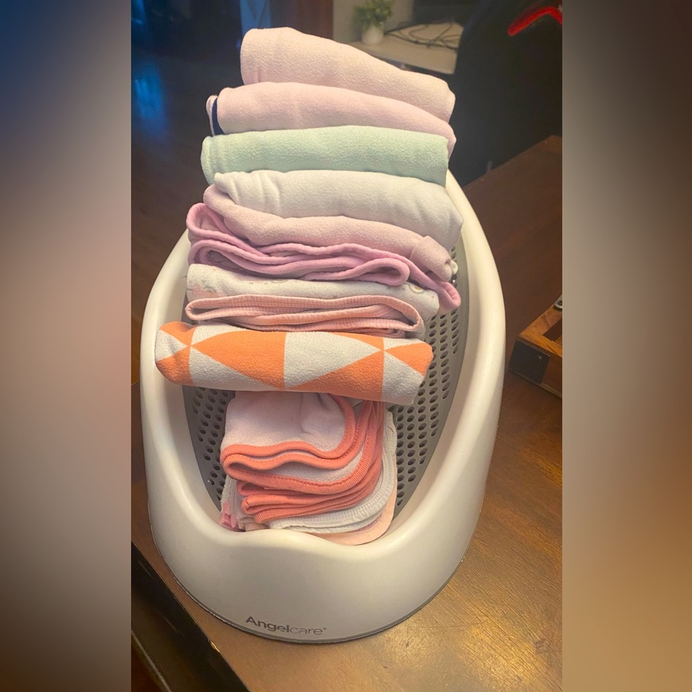 Baby bath with towels and wash clothes